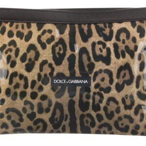 Dolce & Gabbana PVC Leopard Zip Cosmetic Bag